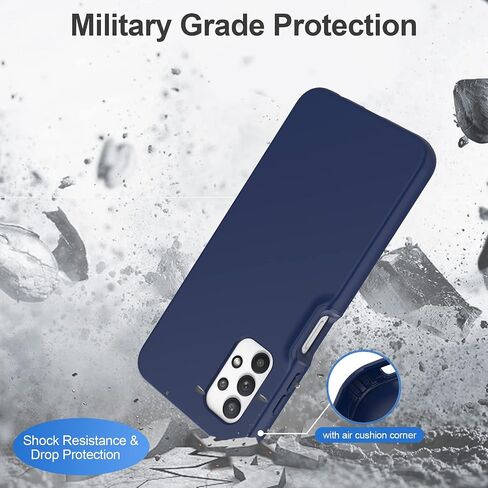 for Samsung Galaxy A32 5G Case with Built-in Screen Protector, Full Body Protection Shockproof Cover Case, [Rugged PC Front Bumper + Soft TPU Back Cover] Armor Protective Phone Case - Black in Saudi Arabia