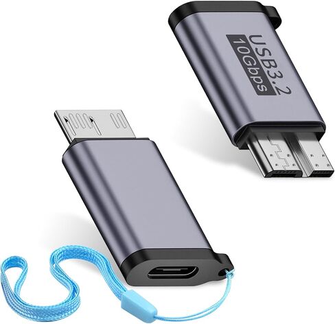 Duttek USB A إلى Micro B محول 10 جيجابت في الثانية، USB-C إلى Micro USB 3.2 Gen 2 محول شحن سريع، USB A ذكر إلى Micro B ذكر محول لـ iPhone 15 Plus/15 Pro Max، WD My Passport محرك الأقراص الخارجي 2 حزمة in Kuwait