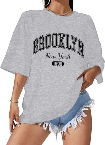 Hilinker Women's Oversized T Shirt Graphic Tees Short Sleeve Shirts Summer Casual Loose Tops in Kuwait