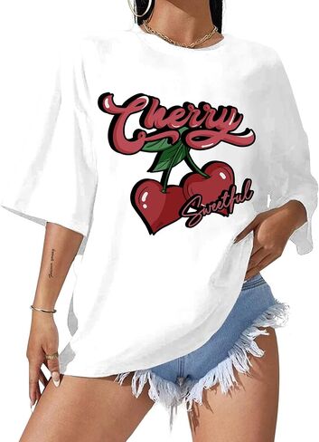 Hilinker Women's Oversized T Shirt Graphic Tees Short Sleeve Shirts Summer Casual Loose Tops in Kuwait