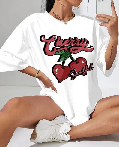 Hilinker Women's Oversized T Shirt Graphic Tees Short Sleeve Shirts Summer Casual Loose Tops in Kuwait