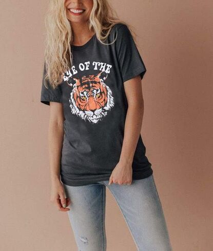 Eye of The Tiger Shirt Women Vintage Tiger Printed Short Sleeve Tshirt Throwback Concert T-Shirts Casual Tee Tops in Kuwait