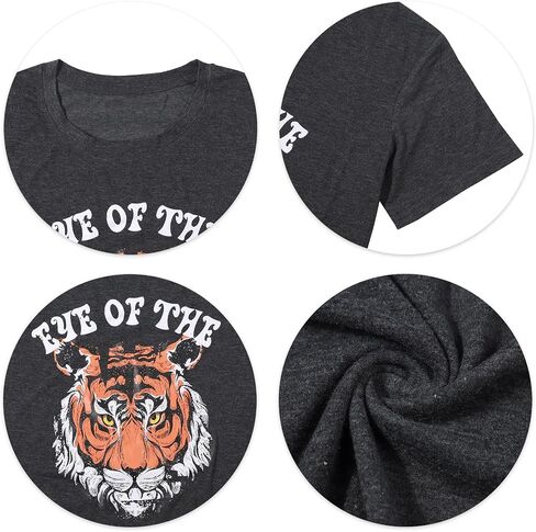Eye of The Tiger Shirt Women Vintage Tiger Printed Short Sleeve Tshirt Throwback Concert T-Shirts Casual Tee Tops in Kuwait