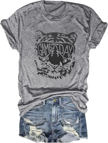Eye of The Tiger Shirt Women Vintage Tiger Printed Short Sleeve Tshirt Throwback Concert T-Shirts Casual Tee Tops in Kuwait