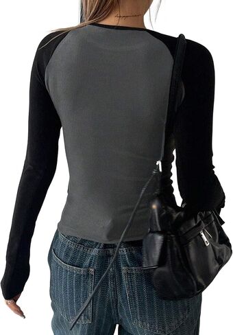 تي شيرت Avanova نسائي راجلان كولوربلوك بأكمام طويلة ورقبة دائرية، قمصان كاجوال رفيعة in Kuwait