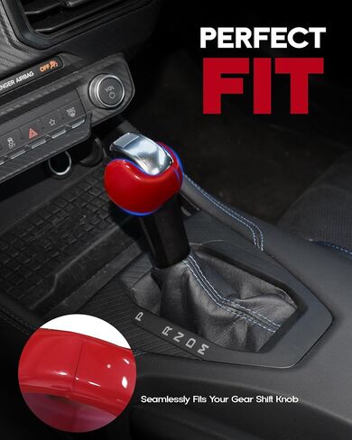 Bonbo for Mustang Auto Gear Shift Knob Cover Trim Interior Trim Accessories Compatible with Ford Mustang 2015-2024, Red in Kuwait