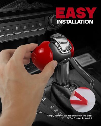 Bonbo for Mustang Auto Gear Shift Knob Cover Trim Interior Trim Accessories Compatible with Ford Mustang 2015-2024, Red in Kuwait