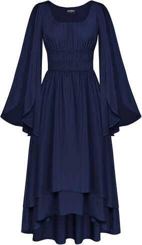 Scarlet Darkness Women Renaissance Costume Split Bell Sleeve Double Layered High Low Dress in Saudi Arabia