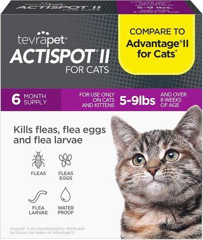 TevraPet Actispot II Flea Treatment for Large Cats 9+ lbs | 6 Doses | Powerful Prevention and Control in Saudi Arabia