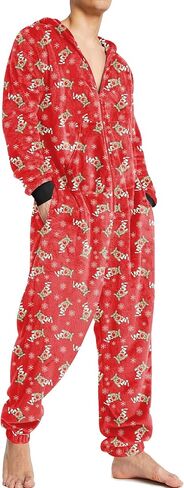 Ekouaer Mens Onesie Pajamas One Piece Christmas Pajama Set Zipper Up Onesie Pajama Sleepwear S-XXL in Saudi Arabia