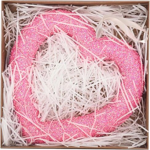 13" Valentine's Day Heart Felt Pom Pom Wreath, Valentine Felt Heart Wreath for Front Door Hanger, Pink Wool Felt Ball Valentine Wreath, Pompom Heart Wreath for Wedding Holiday Engagement Anniversary in Saudi Arabia