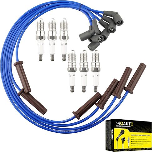 مجموعة من 6 قطع شمعات إشعال إيريديوم مع مجموعة أسلاك 671-6258 51432 RC-GMX104 متوافقة مع شيفروليه إمبالا ماليبو مونتي كارلو بونتياك G6 مونتانا بويك لوسيرن تيرازا ساتورن فيو in Kuwait