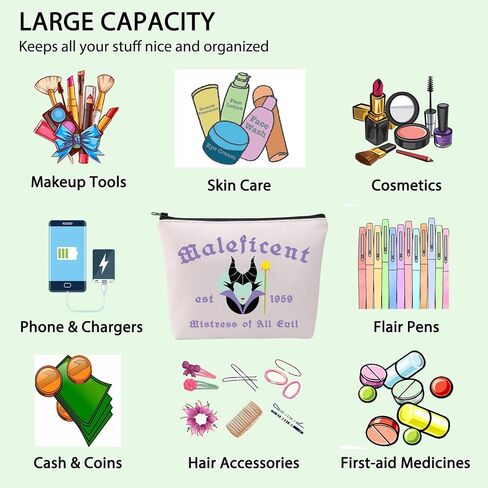 FOTAP Evil Queen Gifts Evil Queen Zipper Pouch Makeup Maleficent Est 1959 Zipper Pouch Mistress of Evil Gift Villains Movie Cosmetic Bag (Maleficent) in Saudi Arabia