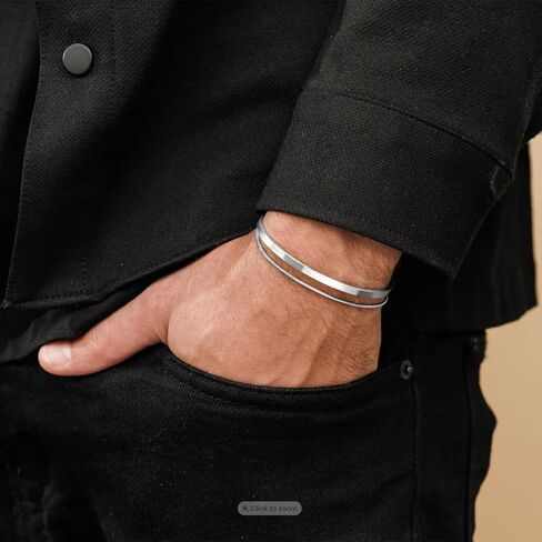 Silver Bracelets for Men Layered Silver Bracelets Mens Silver Bracelet Cuban Link Bracelet Stack Silver Chain Bracelet Trendy Mens Jewelry for Dad Husband Boyfriend in Saudi Arabia