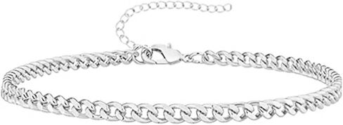 Silver Bracelets for Men Layered Silver Bracelets Mens Silver Bracelet Cuban Link Bracelet Stack Silver Chain Bracelet Trendy Mens Jewelry for Dad Husband Boyfriend in Saudi Arabia