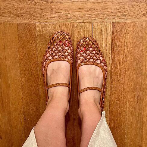 Woven Mesh Ballet Flats Shoes for Women with Elastic Strap Square Toe Breathable Slip On Flat Mary Janes Dress Casual Shoes in Saudi Arabia