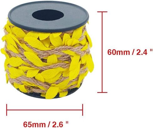 Burlap Leaf Ribbon 2 Rolls 66 Feet Total 5mm Natural Jute Twine with Artificial Green Leaves Braided Decorated Vine for Jungle Safari Party Wedding Garden Home Decor in Saudi Arabia