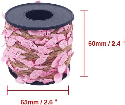 Burlap Leaf Ribbon 2 Rolls 66 Feet Total 5mm Natural Jute Twine with Artificial Green Leaves Braided Decorated Vine for Jungle Safari Party Wedding Garden Home Decor in Saudi Arabia