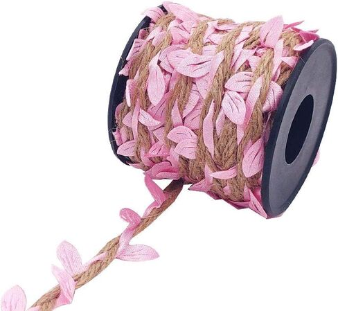 Burlap Leaf Ribbon 2 Rolls 66 Feet Total 5mm Natural Jute Twine with Artificial Green Leaves Braided Decorated Vine for Jungle Safari Party Wedding Garden Home Decor in Saudi Arabia