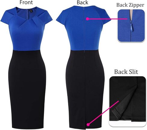 VFSHOW Womens Pleated Asymmetric Neck Office Business Work Church Slim Fit Knee Length Bodycon Pencil Dress in Saudi Arabia