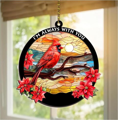HYTURTLE Personalized Memorial Cardinal Ornaments Gifts for Loss of Loved Ones - I'm Always with You - Memorial Ornament for Christmas Tree Decor - Sympathy Keepsake Gift - Memorial Suncatcher 5" in Saudi Arabia