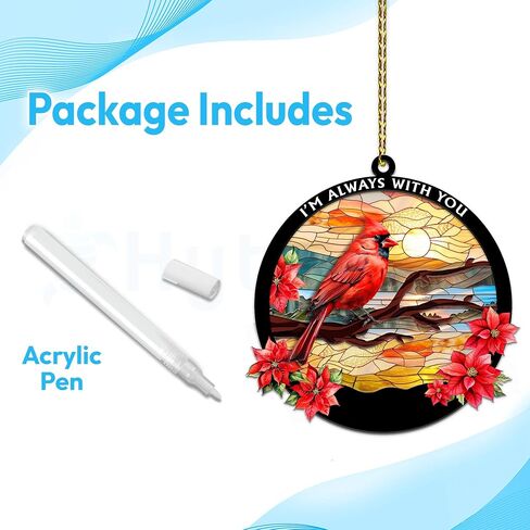 HYTURTLE Personalized Memorial Cardinal Ornaments Gifts for Loss of Loved Ones - I'm Always with You - Memorial Ornament for Christmas Tree Decor - Sympathy Keepsake Gift - Memorial Suncatcher 5" in Saudi Arabia