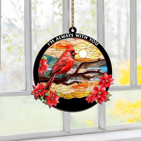 HYTURTLE Personalized Memorial Cardinal Ornaments Gifts for Loss of Loved Ones - I'm Always with You - Memorial Ornament for Christmas Tree Decor - Sympathy Keepsake Gift - Memorial Suncatcher 5" in Saudi Arabia