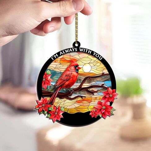 HYTURTLE Personalized Memorial Cardinal Ornaments Gifts for Loss of Loved Ones - I'm Always with You - Memorial Ornament for Christmas Tree Decor - Sympathy Keepsake Gift - Memorial Suncatcher 5" in Saudi Arabia