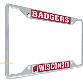 Desert Cactus University of Wisconsin License Plate Frame Badgers UW Madison Metal License Plate Frame for Front or Back of Car Officially Licensed (Mascot)