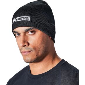TAKE Notice! Knit Beanie Cap - Black with Embroidered Logos Front and Back. (for Athletes & Fans of UFC MMA and Boxing)