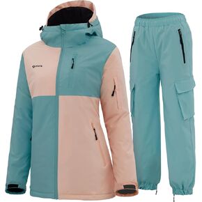 GEMYSE Women's Ski Snow Jackets and Pants Set Windproof Waterproof Snowsuit Warm Winter Snowboarding Insulated Coat