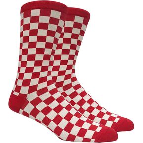Mens Red and White Checkered Socks