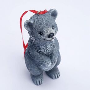 Mini Bear Statue Hanging Animal Figurine Small Sculpture Ornament Gift for People Christmas Tree Home Office Room Car Interior Garden Decor with String (New, Black Bear)