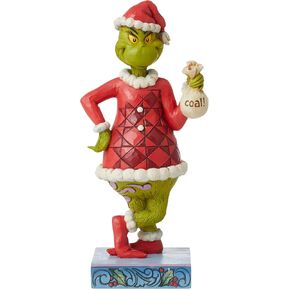 Enesco Dr. Seuss Grinch by Jim Shore Grinch with a Bag of Coal Figurine, Resin Hand Painted Crafted Collectible Decorative Figurines Christmas Home Decor Sculpture Statue Gift, 9.06 Inch, Multicolor