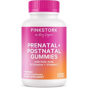 Pink Stork Prenatal + Postnatal Gummy Vitamins for Women - Multivitamin for Pregnancy + Postpartum Recovery - 60 Gummies