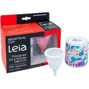 Leia Premium Soft Menstrual Cup with Metal Carrying Case | OB/GYN Designed | Low Cervix | Firm Rim | Muscle Support | Cups for Teens | Compact (Medium)