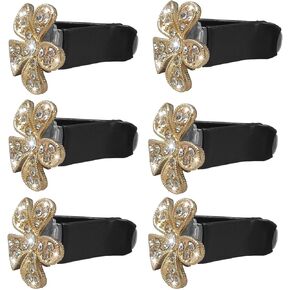 6PCS Bling Diamond Car Air Vent Clips, Cute Flower Car Air Conditioner Decoration Clips, Car Diffuser Air Outlet Clips, Bling Car Interior Decor Accessories for Women Girls (Gold)