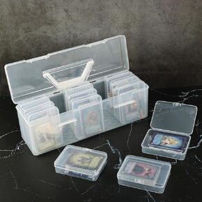 Rainmae Trading Card Storage Box, Plastic Card Box Set of 13, Photo Storage Box, Postcards Storage Hold 800+ Loose Cards, Portable Sports Card Storage Boxes Fit for Standard Card