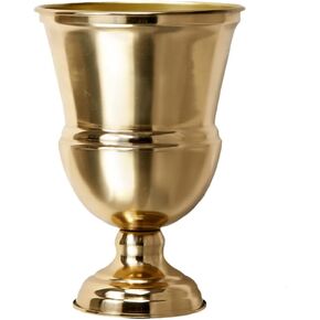 Serene Spaces Living Decorative Gold Vase Urn, Gold Vases for Centerpieces, Metal Vase Use for Home Decor, Wedding, Parties, Floral Arrangements, Measures 10.25" Tall & 7.25" Diameter (Pack of 1)