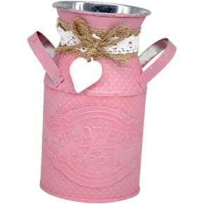 1pc Valentine Vases Can French Style Flower Vase Plant Bucket Vintage Flower Bucket Country Style Flower Pot Farmhouse Vase Vintage Flower Vase Plant Pots Galvanized Bucket Desktop
