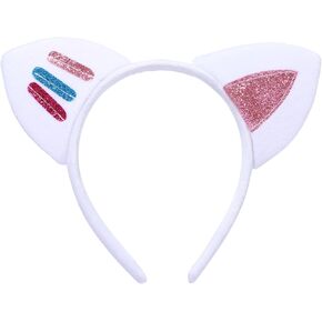 Cat Ears Headband Glitter Flannel Cartoon Cosplay Costume Accessories for Halloween Dollhouse Birthday Party