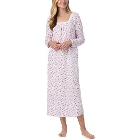 Carole Hochman Women's 50'' Cotton Jersey Knit Nightgown, Soft Long Sleeve Relaxed Fit Sleepwear with Elegant Lace Trim