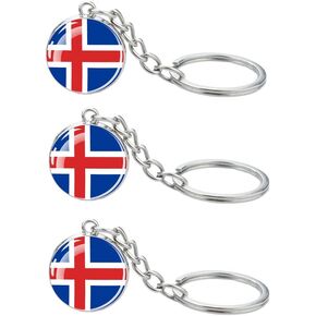 3 Pcs Iceland Flag Key Chain,Cool Keychain for Car Keys, Stainless Steel Keyrings & Keychains,Used for Home Decoration, Jewelry Hanging Decorations.