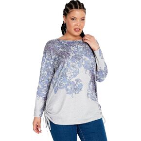 AVENUE Women's Plus Size TOP Charlene Side TIE