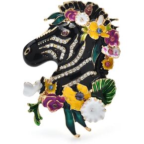 Wear Flowers Zebra Brooch Pin For Women Enamel Animal Brooch Pins Lapel Pins