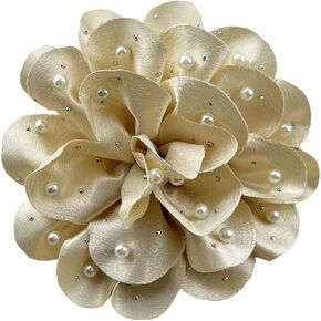 Women's oversized elegant Large flower Pearl Brooch Hairpin Headflower hat accessories suit lapel wedding corsage(5.12in)