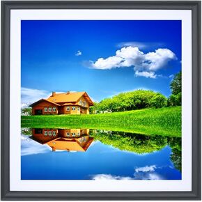 22x22inch Picture Frame Wood Displays Picture 20x20 with Mat or 22x22 Inch Picture, Poster Frame 22x22 Photo Frames 20x20 Wood Square Frame Black with Hanging Hardware (F23B2222W2020)