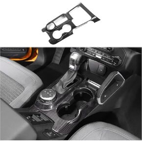 غطاء لوحة ناقل الحركة من Linskip مناسب لسيارة Ford Bronco 2021-2025، غطاء ديكور حامل الأكواب للملحقات الداخلية برونكو (ألياف الكربون السوداء) in Kuwait