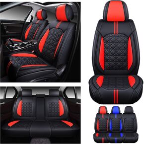 OASIS AUTO Car Seat Covers Premium Waterproof Faux Leather Cushion Universal Accessories Fit SUV Truck Sedan Automotive Vehicle Auto Interior Protector Full Set (Black)