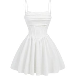 SHENHE Girl's Spaghetti Strap Corset Dress Pleated A Line Fit and Flare Cami Dress